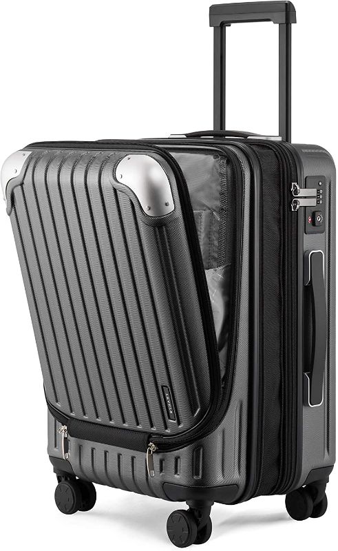 Photo 1 of (CODE IS 000)LEVEL8 Grace EXT Carry On Luggage, 20” Expandable Hardside Suitcase, ABS+PC Harshell SPinner Luggage with TSA Lock, Spinner Wheels - Grey, 20” Carry-On
