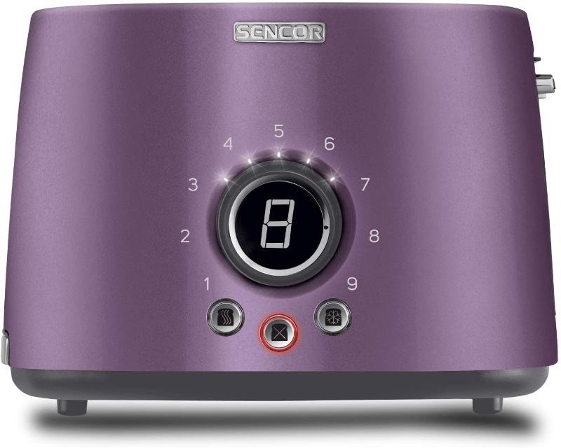 Photo 1 of Sencor STS6053VT Premium Metallic 2-slot High Lift Toaster with Digital Button and Toaster Rack, Violet