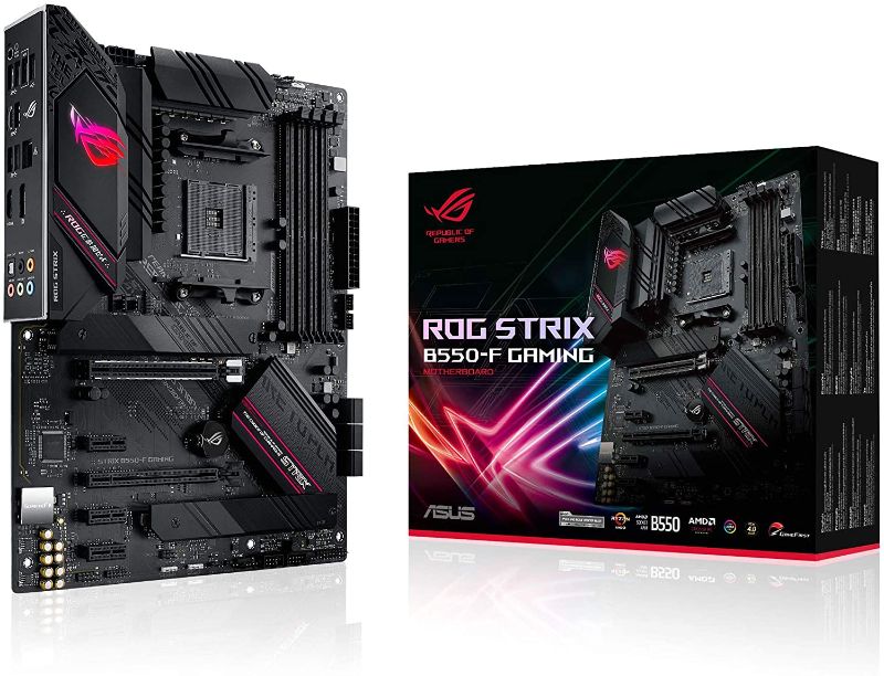 Photo 1 of ASUS ROG Strix B550-F Gaming AMD AM4 Zen 3 Ryzen 5000 & 3rd Gen Ryzen ATX Gaming Motherboard (PCIe 4.0, 2.5Gb LAN, BIOS Flashback, HDMI 2.1, Addressable Gen 2 RGB Header and Aura Sync)