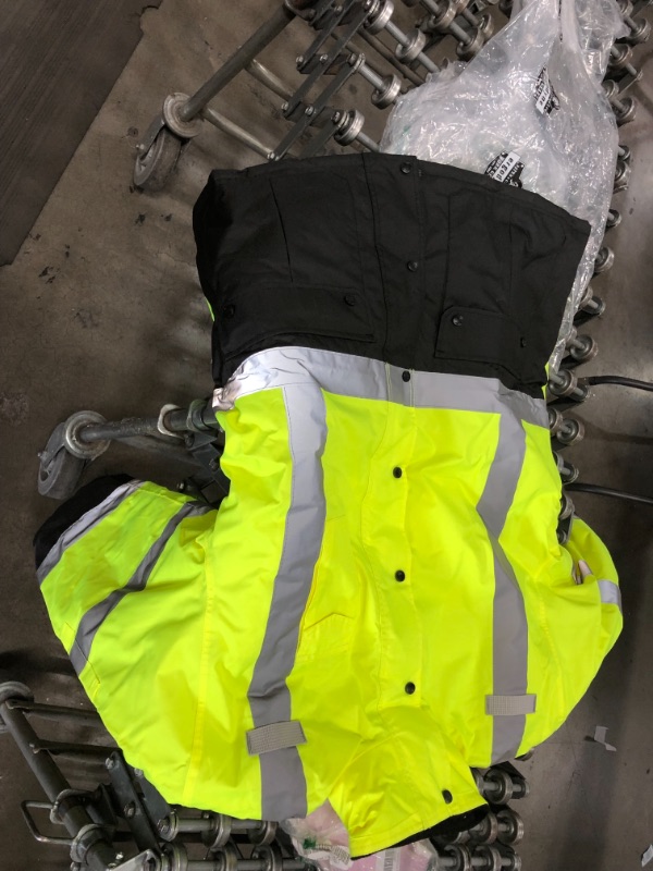 Photo 2 of High Visibility Reflective Winter Safety Jacket, Insulated Parka, ANSI Compliant, Ergodyne GloWear 8384,X-Large,Lime