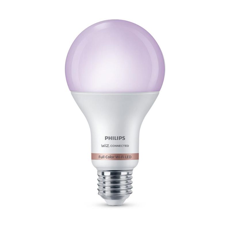 Photo 1 of BUNDLE, 3 Philips Color and Tunable White A21 LED 100-Watt Equivalent Dimmable Smart Wi-Fi Wiz Connected Wireless LED Light Bulb
AND, 3 PHILIPS WIZ CONNECTED DIMMABLE WI-FI LED BULBS
