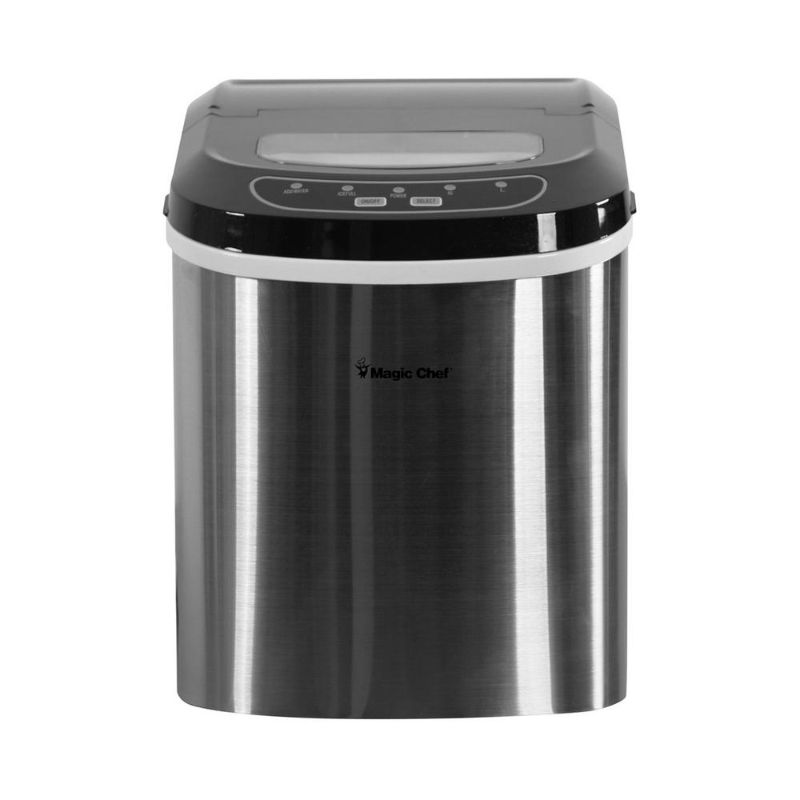 Photo 1 of Magic Chef 27 Lbs. Portable Countertop Ice Maker in Stainless Steel, Silver
