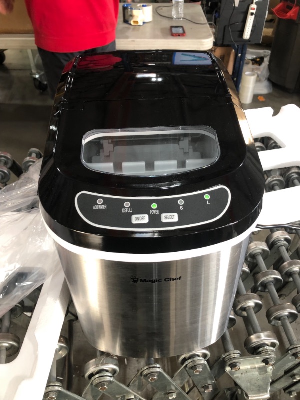 Photo 2 of Magic Chef 27 Lbs. Portable Countertop Ice Maker in Stainless Steel, Silver
