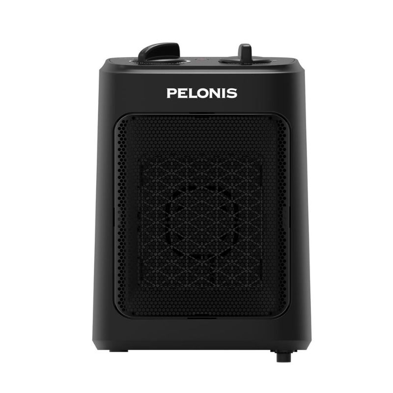 Photo 1 of BUNDLE, Pelonis 1500-Watt 9 in. Electric Personal Ceramic Space Heater with Thermostat, Black
**USED**
AND, 350-Watt Wall Outlet Handy Heater, Black
