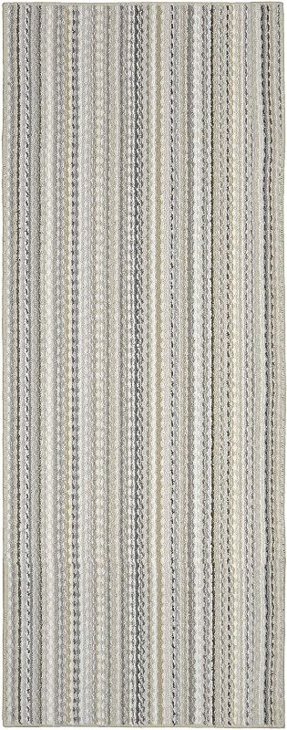 Photo 1 of Garland Rug Carnival Stripe 3 Ft. x 8 Ft. Random Earth Tone Runner Rug
