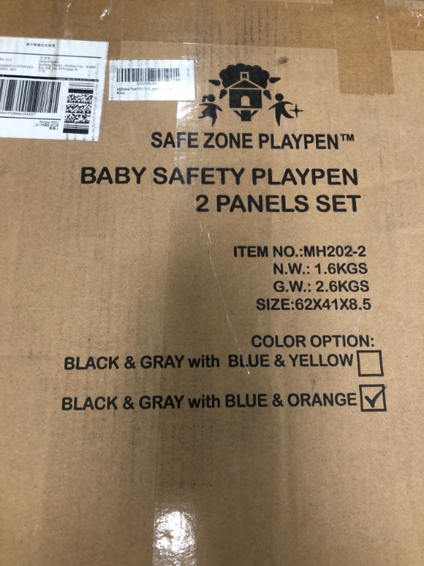 Photo 2 of Baby Safety Playpen 2 Panels Set – Additional Panel Only for 2 Panels (Blue Orange)
