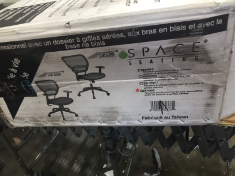 Photo 1 of SPACE Seating Professional AirGrid Dark Back and Padded Black Eco Leather Seat, 2-to-1 Synchro Tilt Control, Adjustable Arms and Tilt Tension with Nylon Base Managers Chair
