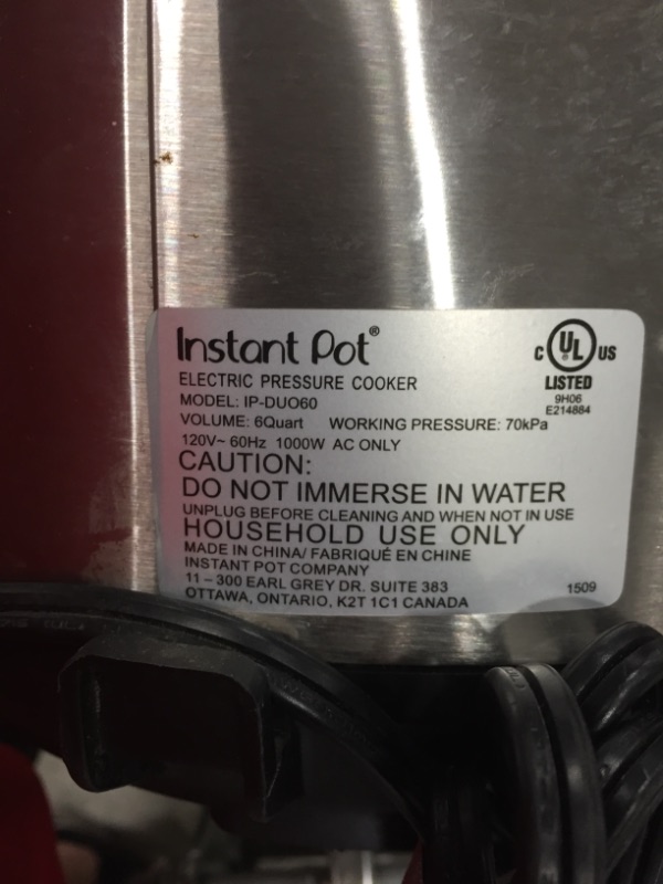 Photo 4 of (powers on but flashes all lights and beeps and has c6)

Instant Pot Duo 7-in-1 Electric Pressure Cooker, Slow Cooker, Rice Cooker, Steamer, Sauté, Yogurt Maker, Warmer & Sterilizer, 6 Quart, Stainless Steel/Black