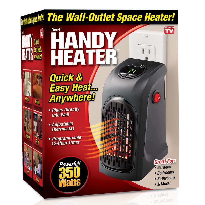Photo 1 of 2PACK 350-Watt Wall Outlet Handy Heater, Black
