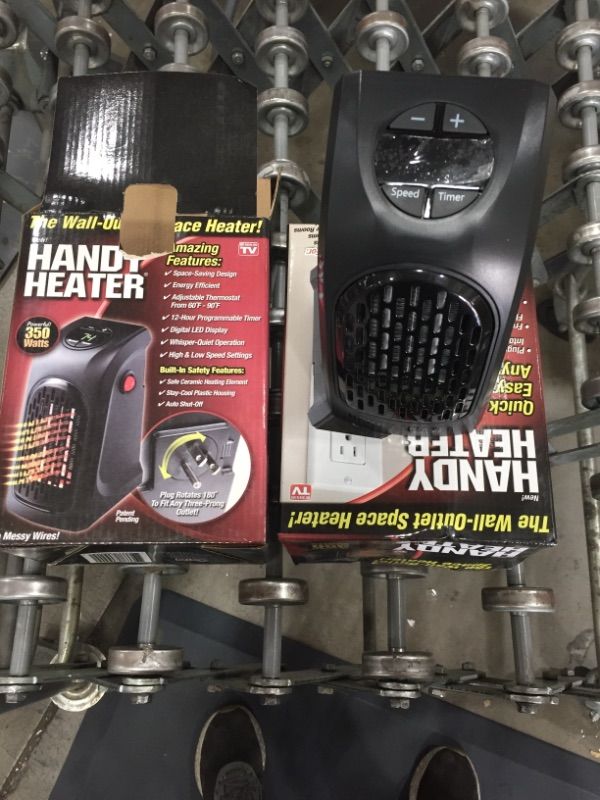 Photo 1 of 2 PACK 350-Watt Wall Outlet Handy Heater, Black
