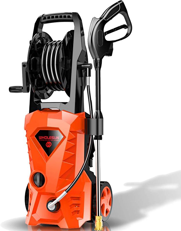 Photo 1 of WHOLESUN 3000PSI Electric Pressure Washer 2.4GPM Power Washer 1600W High Pressure Cleaner Machine with 4 Nozzles Foam Cannon,Best for Cleaning Homes, Cars, Driveways, Patios (Organe) (Renewed)
