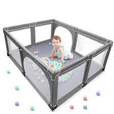 Photo 1 of Baby playpen, Play pens for Babies and Toddlers, Extra Large Play Yard with Gates, Sturdy Safety Infant Activity Center with Anti-Slip Suckers and Super Soft Breathable Mesh.
