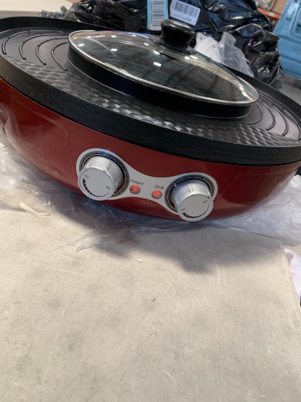 Photo 2 of 2200W Electric Smokeless Grill and Hot Pot, 110V 2 in 1 hot pot with grill, Independent Dual Temperature Control Easy to Clean BBQ & Shabu Shabu for 2-8 People Family/Friend Gathering Party
