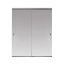 Photo 1 of 48 in. x 80 in. Beveled Edge Backed Mirror Aluminum Frame Interior Closet Sliding Door with Chrome Trim
