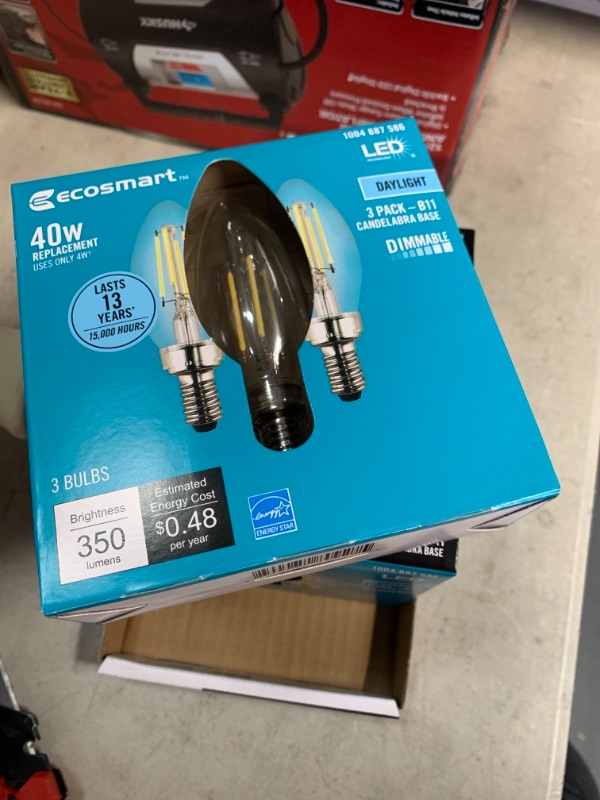 Photo 2 of 40-Watt Equivalent B11 Candle Dimmable ENERGY STAR Clear Glass Filament Vintage LED Light Bulb Daylight (4 3-Packs)
