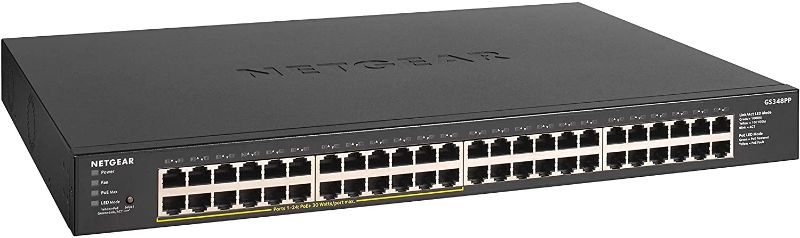 Photo 1 of NETGEAR 48-Port Gigabit Ethernet Unmanaged PoE+ Switch (GS348PP) - with 24 x PoE+ @ 380W, Desktop or Rackmount
AS IS UNABLE TO TEST 