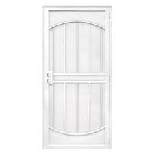 Photo 1 of 36 in. x 80 in. Arcada White Surface Mount Outswing Steel Security Door with Expanded Metal Screen
