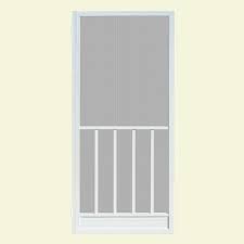 Photo 1 of 36 in. x 80 in. Geneva White Outswing Vinyl Hinged Screen Door
