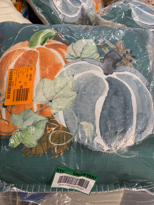 Photo 2 of 18 in. Watercolor Pumpkins Decorative Harvest Square Pillow