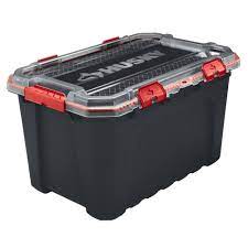 Photo 1 of 20 Gal. Professional Duty Waterproof Storage Container with Hinged Lid in Black
