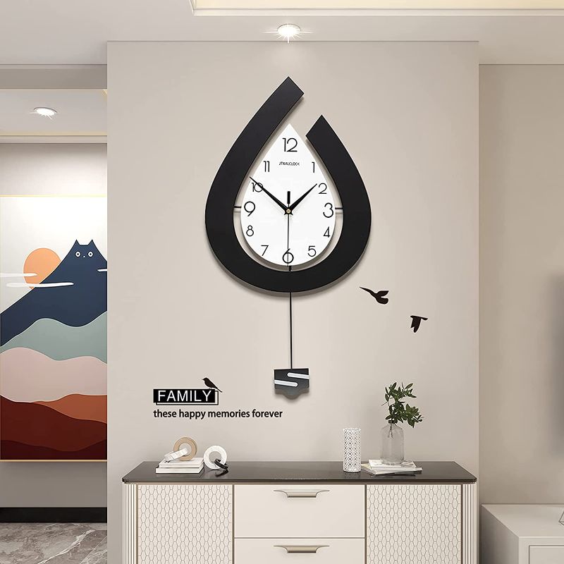 Photo 1 of JTWALCLOCK Large Wall Clocks for Living Room Decor Big Pendulum Modern Wall Clocks for Kitchen Bedroom Bathroom Decorative Extra Non Ticking Silent Wall Clock Battery Operated for Home
