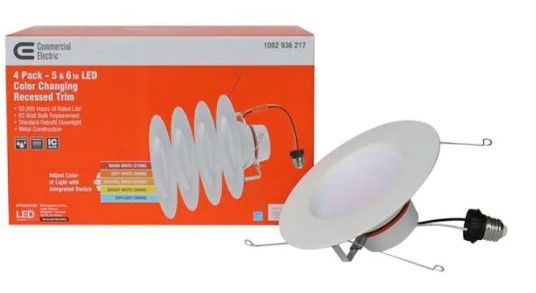 Photo 1 of 5/6 in. Matte White Integrated LED Recessed Trim 5-Ways (4-Pack)
PREVIOUSLY OPENED