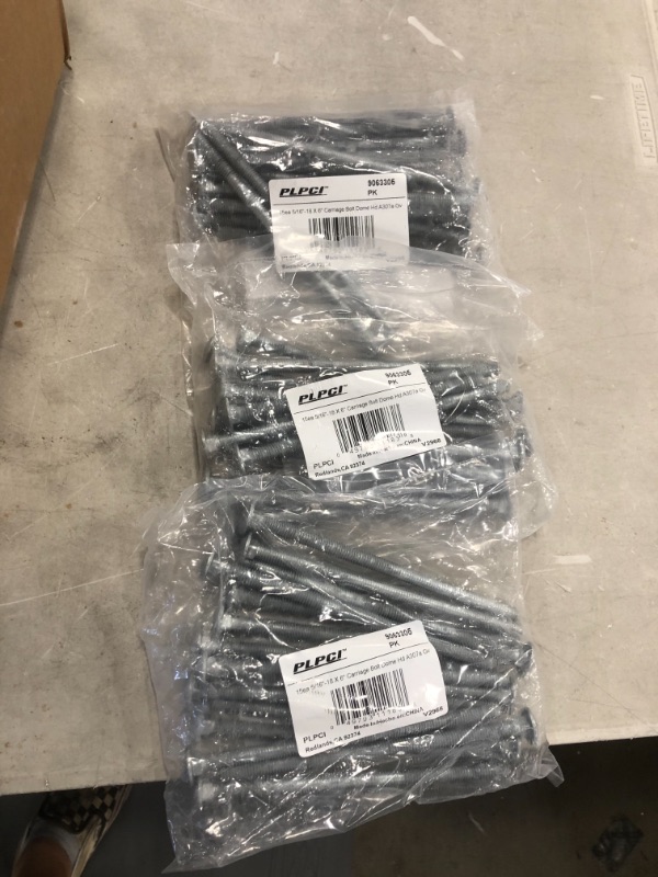 Photo 2 of 5/16 in.-18 x 6 in. A307 Grade A Hot Dip Galvanized Steel Carriage Bolts (15-Pack)
(3 PACKAGES) 
