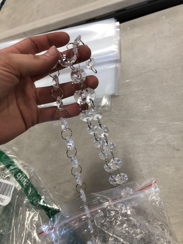 Photo 3 of 99ft Acrylic Crystal Garland Strands - Hanging Chandelier Gem Bead Chain - 14mm Clear Octagon Prism Diamond String Decorations for Wedding Party Manzanita Centerpiece Christmas Tree
AS IS USED