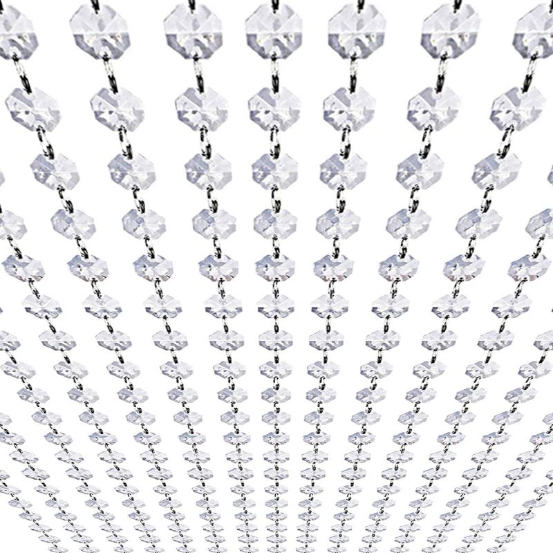 Photo 1 of 99ft Acrylic Crystal Garland Strands - Hanging Chandelier Gem Bead Chain - 14mm Clear Octagon Prism Diamond String Decorations for Wedding Party Manzanita Centerpiece Christmas Tree
AS IS USED