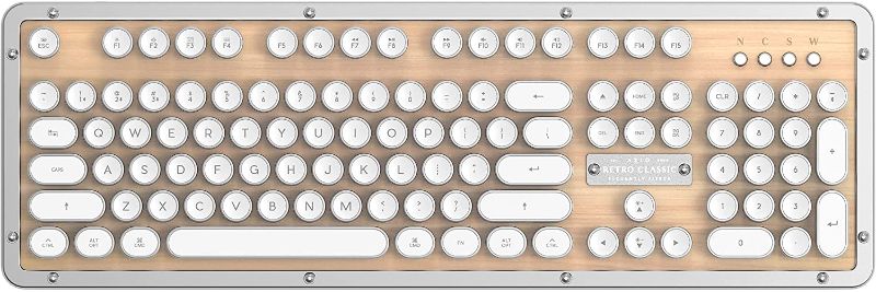 Photo 1 of Azio Retro Classic Bluetooth (Maple) - Wireless/USB Wired Leather Vintage Backlit Mechanical Keyboard for PC/Mac (MK-RETRO-BT-W-02-US)
AS IS USED