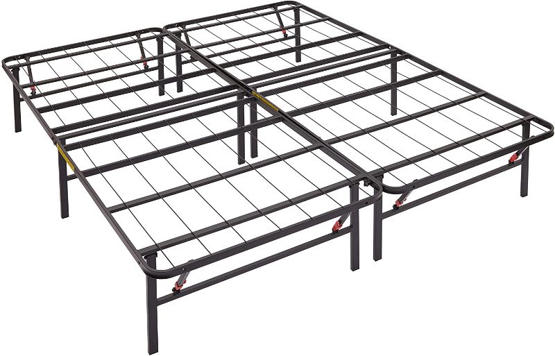 Photo 1 of Amazon Basics Foldable, 14" Black Metal Platform Bed Frame with Tool-Free Assembly, No Box Spring Needed - Full