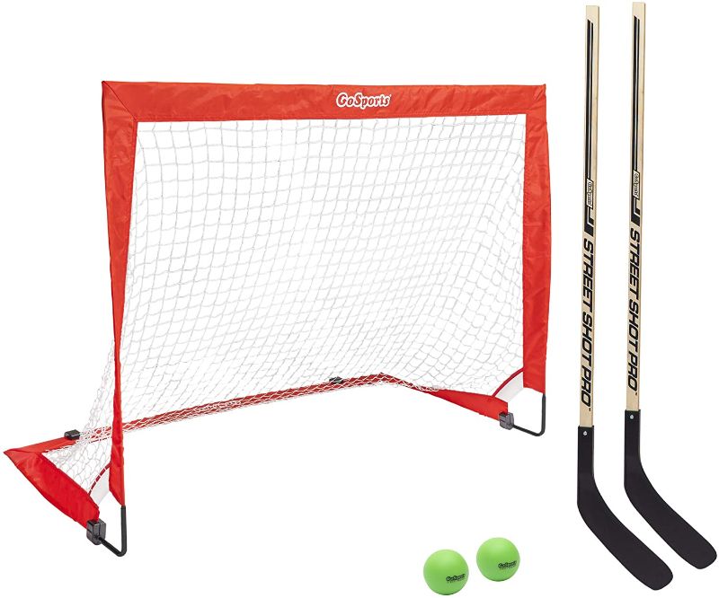 Photo 1 of GoSports Street Hockey, Choose Between Street Hockey Goal Set with Sticks, or Street Hockey Sticks 