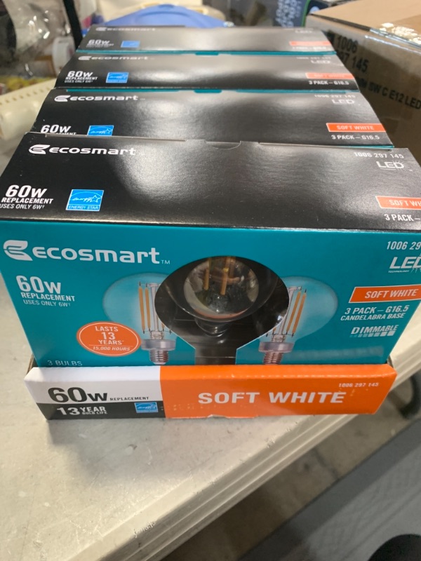 Photo 2 of 60-Watt Equivalent G16.5 ENERGY STAR and CEC Title 20 Dimmable Filament LED Light Bulb Bright White 3000K (4 3-Packs)
