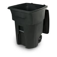 Photo 1 of 96 Gal. Greenstone Trash Can with Wheels and Attached Lid
