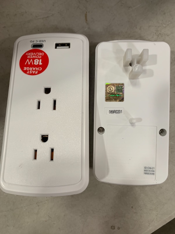 Photo 2 of 2-Outlet Surge Protector USB-A USB-C Wall Tap
as is 2pk