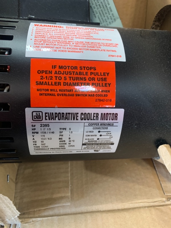 Photo 2 of 1 HP Evaporative Cooler Motor
