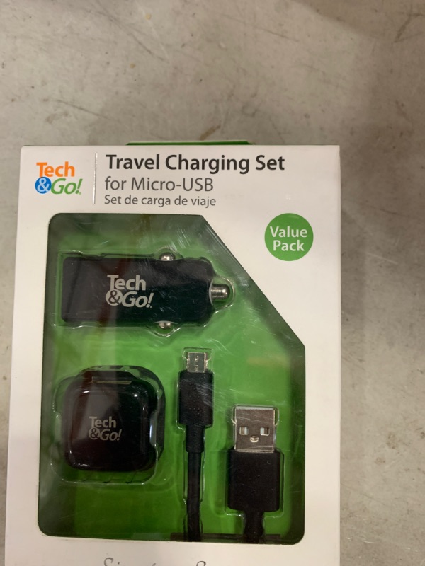 Photo 2 of Car and Wall Charging Set for Micro-USB, Black
