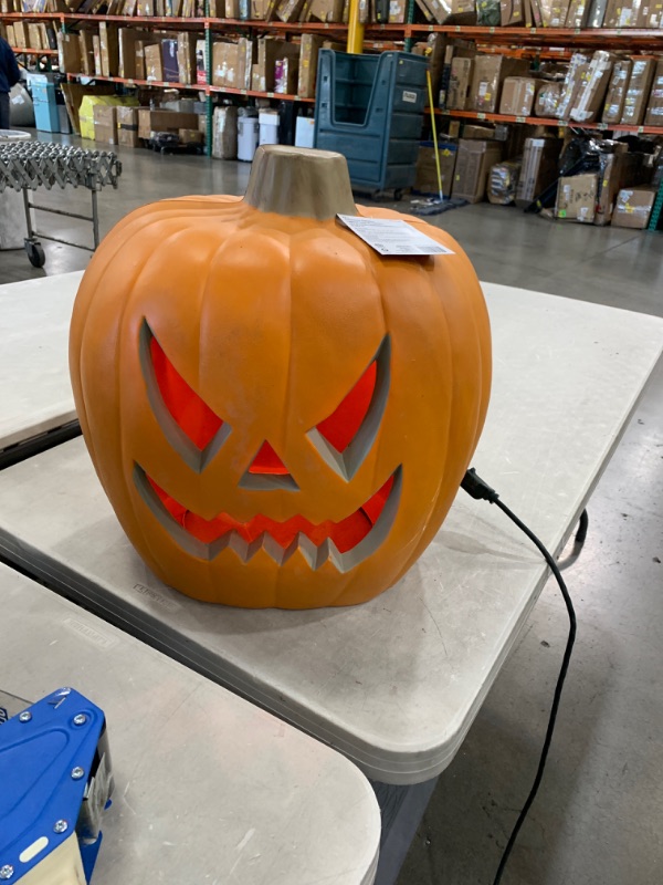 Photo 2 of 20 in. Orange Lighted Blow Mold Jack-O-Lantern Spooky Face
AS IS USED MINOR DENTS 