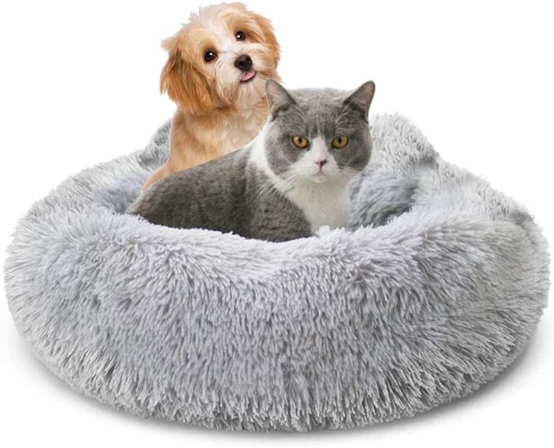 Photo 1 of 
Cat Bed,Pet Dog Bed,Gray Kitten Furniture for Large & Medium & Small Indoor Cats Clearance,Fluffy Cat Stuff,Round Donut,Pet Puppy Sofa Washable