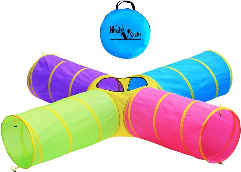 Photo 1 of 
Hide N Side Kids Play Tunnels, Indoor Outdoor Crawl Through Tunnel for Kids Dog Toddler Babies Children , Pop up Tunnel Gift Toy