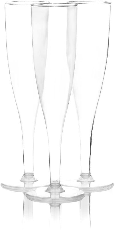 Photo 1 of 
Party Essentials Supplies One Piece 5-Ounce Disposable Plastic Champagne Flutes/Wine Glasses/Party Cups, 10 Count (Pack of 1), Clear
Size:10 Count (2 PKS)