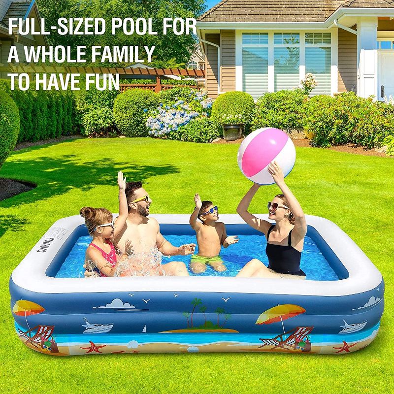 Photo 2 of 
Inflatable Swimming Pool, FUNAVO 100" X 71" X 22" Full-Sized Family Inflatable Pool for Kids Adults Baby Toddlers, Blow Up Kiddie Pool With Pump for Backyard, Outdoor Swim Center