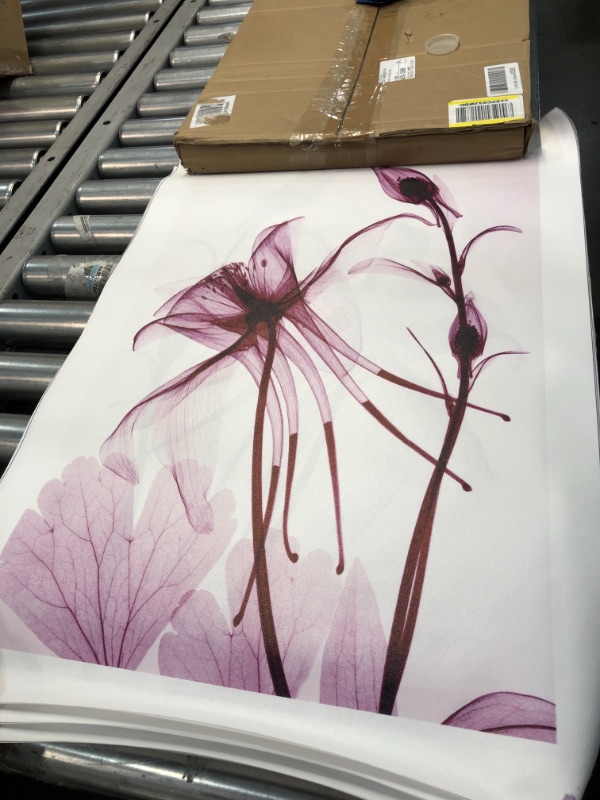 Photo 1 of 3PCS UNFRAMED PURPLE FLORAL ART