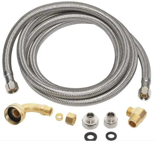 Photo 1 of 3/8 in. x 3/8 in. x 60 in. Stainless Steel Universal Dishwasher Supply Line