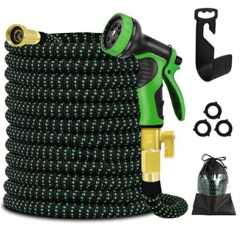 Photo 1 of 3/4 in. 75 ft. Expandable Garden Hose Flexible Water Hose with 10 Function Nozzle Durable 3750D Water Hose