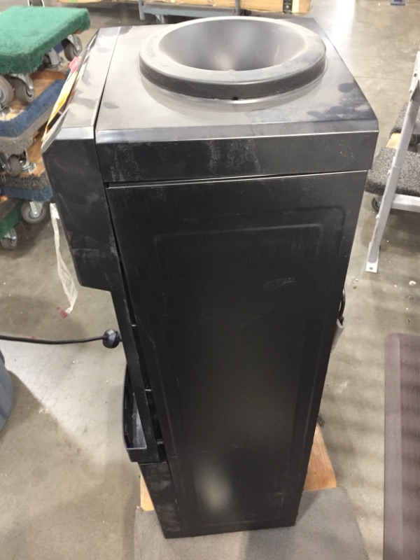 Photo 4 of GLACIER BAY Matte Black Top Load Water Dispenser

//TESTED AND FUNCTIONAL, MAJOR COSEMTIC DAMAGE AND DENT, MISSING DRIP PAN 
