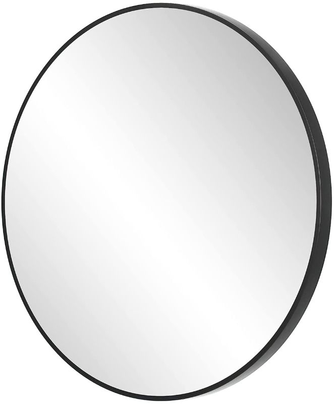 Photo 1 of  28 Inch Circle Mirror Black Round Mirror 

//frame is damaged 