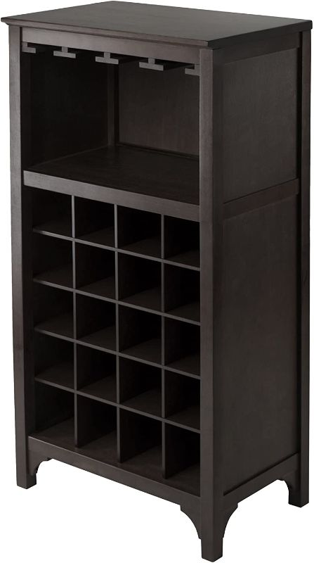 Photo 1 of Winsome Ancona Wine Storage, Dark Espresso & Ancona Modular 24 Bottle Wine Cabinet with Drawer 19.09W x 12.6D x 37.52H-Inches, Dark Espresso

//missing components 