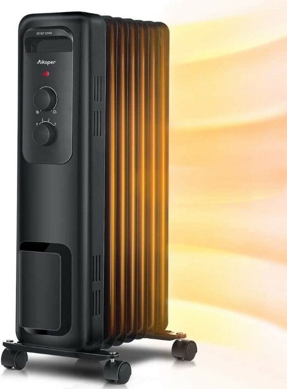 Photo 1 of Aikoper Ny1507-17q 1500w Oil Filled Radiator Heater With 3 Heat Settings Black
