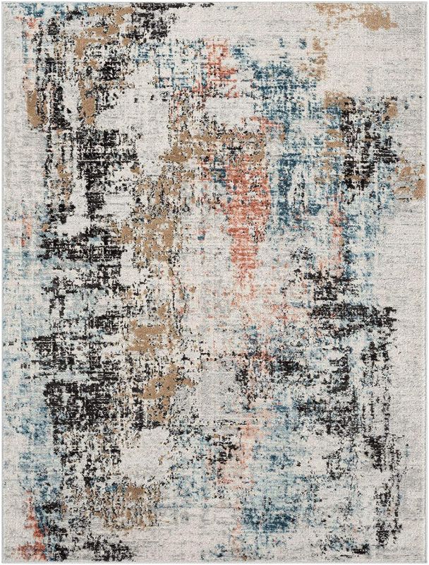 Photo 1 of Home Dynamix The Spruce Summer Rain Modern Abstract Area Rug, Gray/Blue/Rust, 7'10"x10'2" Rectangle
